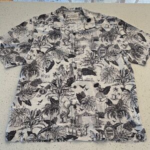 Disney Haunted Mansion, Tommy Bahama Black and White Hawaiian Shirt